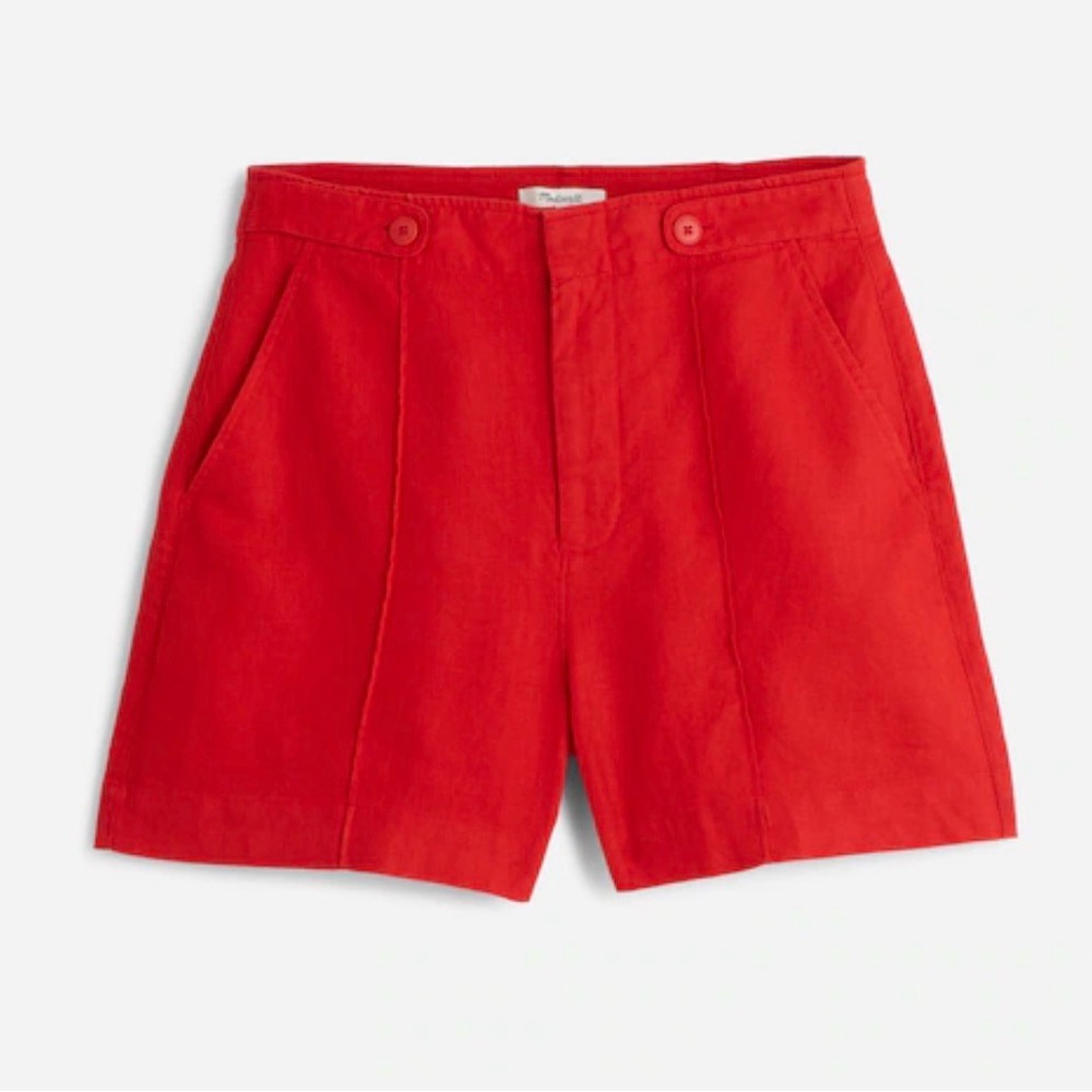 NWT Madewell Red Linen Shorts
